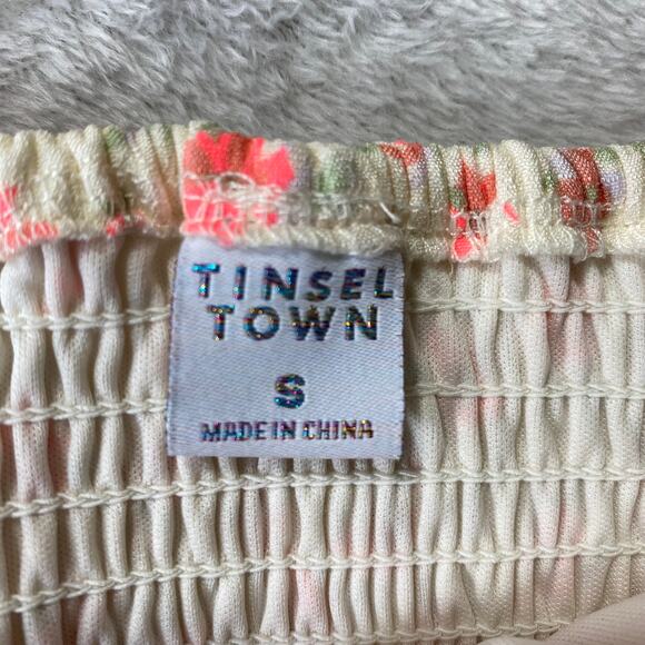 Tinseltown Floral Corset Tiered Mini Dress Junior S Orange Milkmaid Bustier NWT - Picture 8 of 13